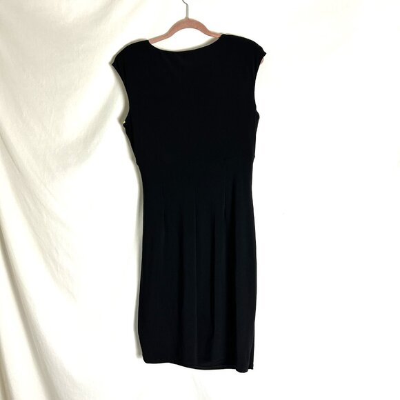 Lauren Ralph Lauren Drape Front Knit Dress 12 Black LBD - Picture 3 of 4